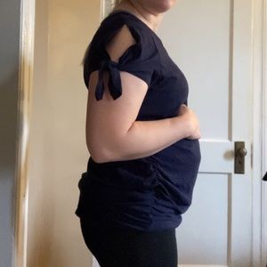 Motherhood Maternity Navy Split Tie Sleeve Tee